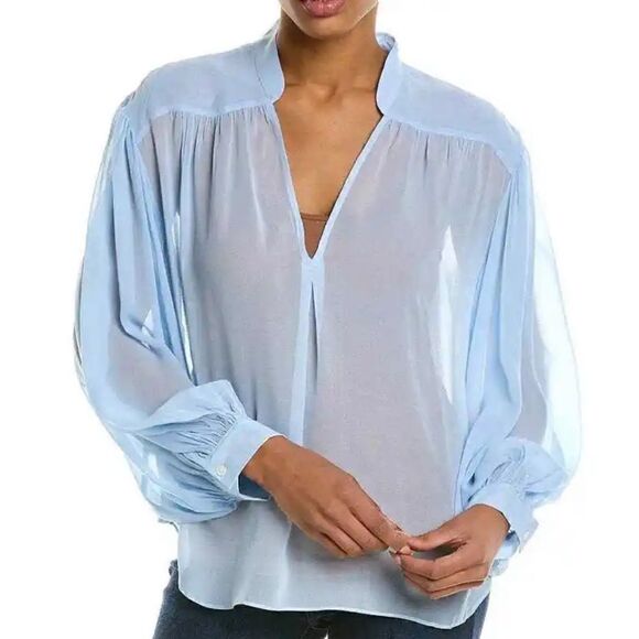 Joie lasha long sleeve 100%silk top, light blue size Medium and Large, NWT - Picture 1 of 13